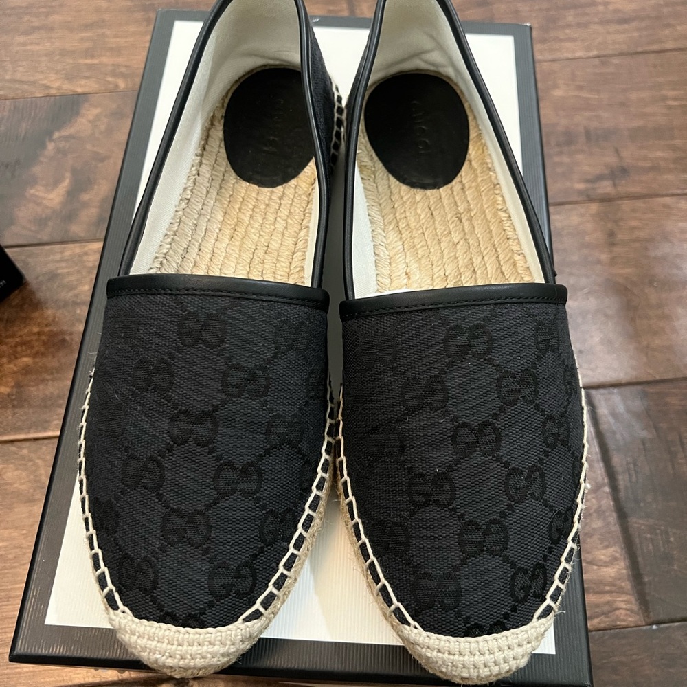 Gucci Black and Cream Canvas Espadrilles - Picture 8 of 12